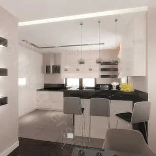 Dom urządzony tradycyjnie czarno-biała kuchnia halogeny led kinkiety na ścianie