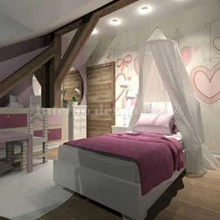 projekt wnętrz pokój dziecka baldachim łóżko szafki
