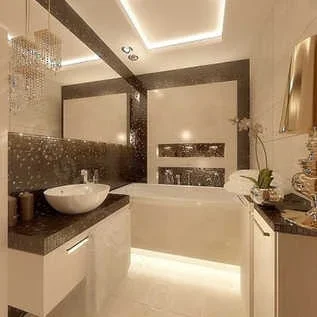 glamour łazienka stylowa złota lampa - luksusowa łazienka w rezydencji