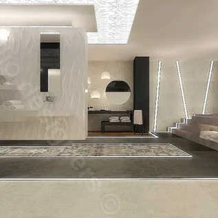 Projekt koncepcyjny salonu wyposażenia łazienek, podłoga podświetlona led, strefa spa