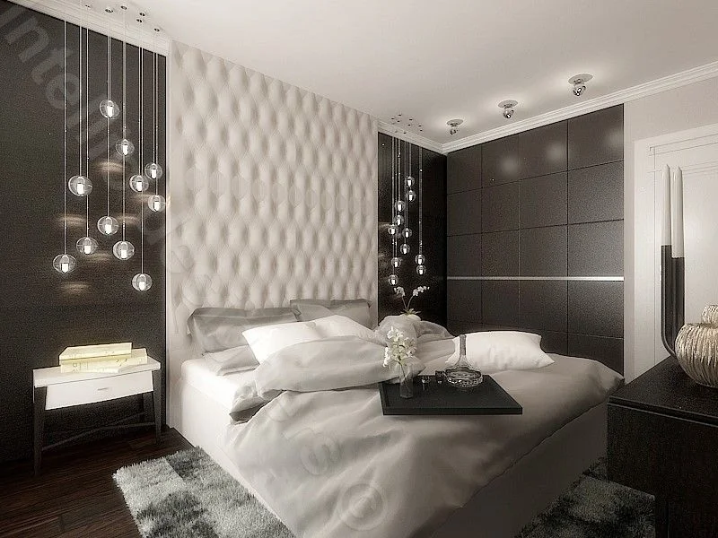 Projekt sypialni w apartamencie w Krakowie - beże i brązy