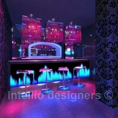 aranżacja i projekt 3D sali klubu muzycznego, bar DJ