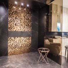 Złota łazienka Max-Fliz Intellio designers - aranżacje luksusowych pokoi kąpielowych