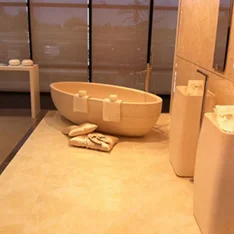 łazienka kremowa złota dwie umywalki wanna porcelanosa projekty wnętrz